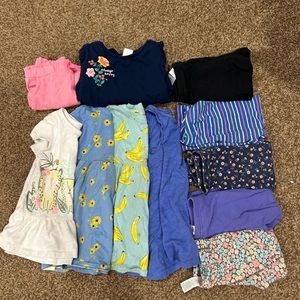 24 month baby/toddler/girl lot. 4 dresses, 5 leggings, one short, one crew neck